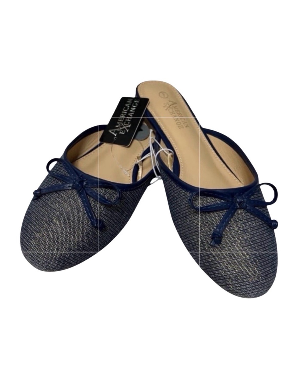 American Exchange Women’s Slip-On Denim Mules with Bow Size 7 NWT